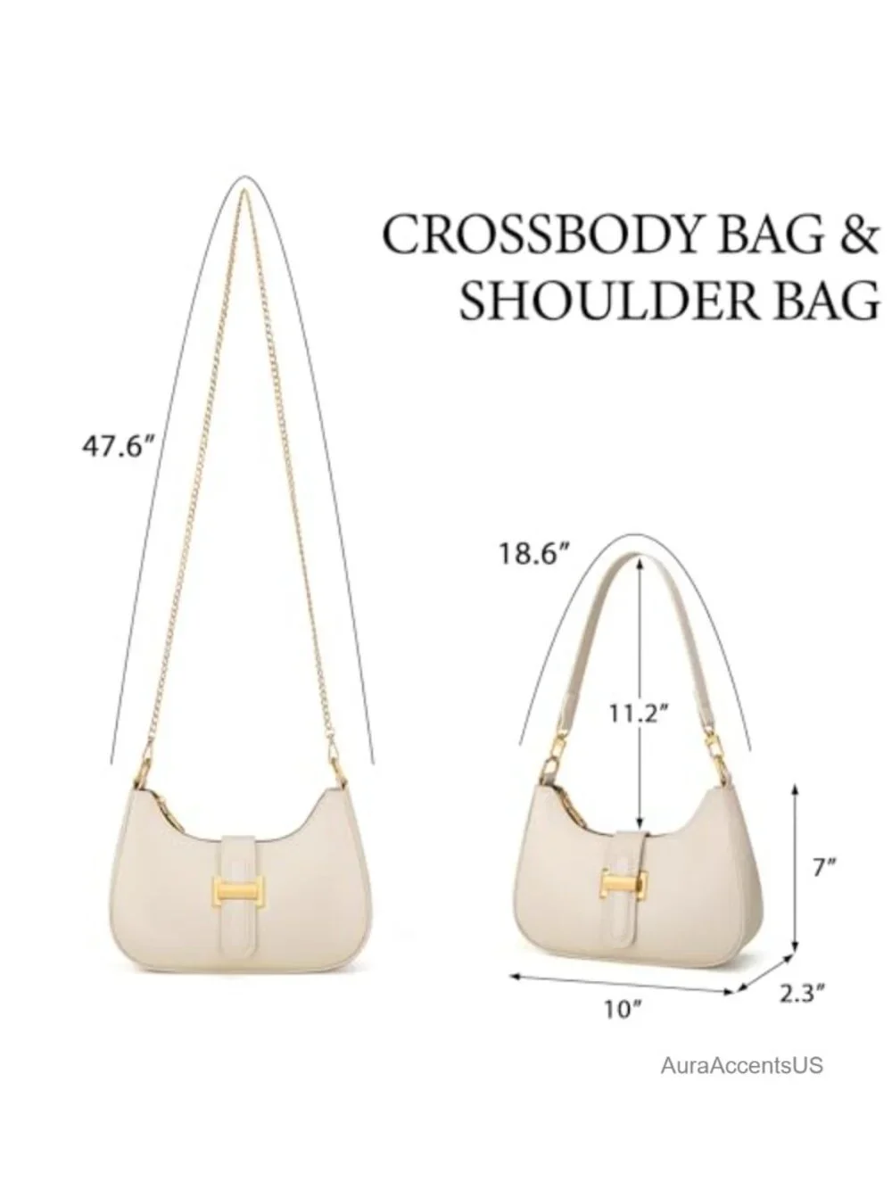 Vegan Leather Hobo Shoulder Bag with Removable Strap - Small Purse